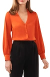 Halogen Collarless Satin Button-up Shirt In Burnt Orange