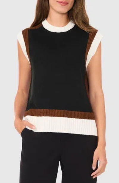 Halogen ® Colorblock Crewneck Sweater Vest In Rich Black