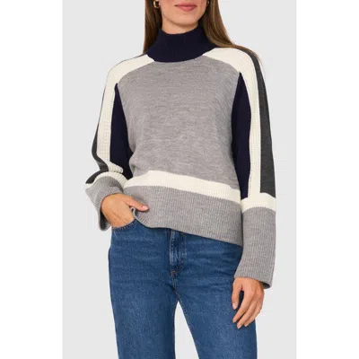 Halogen ® Colorblock Mock Neck Sweater In New Navy Blue