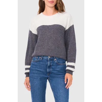 Halogen ® Colorblock Stripe Sleeve Sweater In Medium Heather Grey
