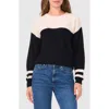 Halogen Colorblock Stripe Sleeve Sweater In Rich Black