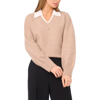 Halogen ® Contrast Collar Twofer Sweater In Brown