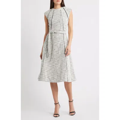 Halogen ® Contrast Detail Belted Midi Dress In Gray