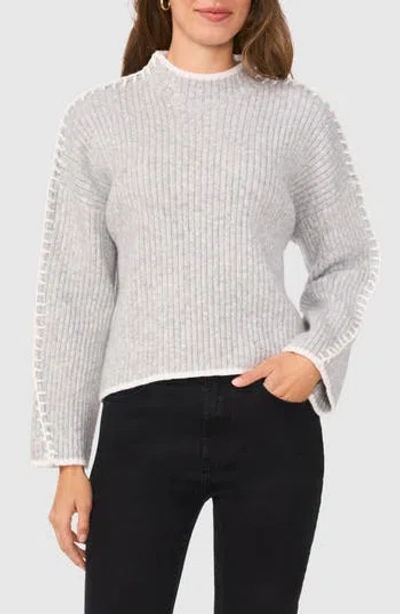 Halogen ® Contrast Stitch Sweater In Light Heather Grey