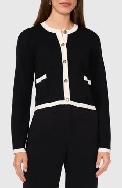 Halogen ® Contrast Trim Cardigan In Black