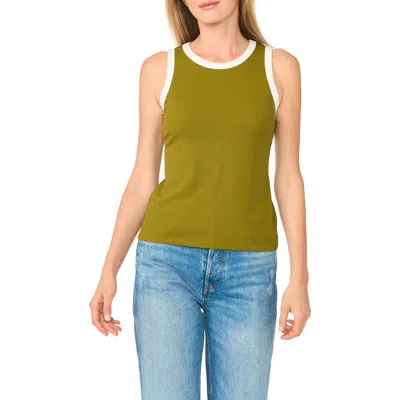 Halogen ® Contrast Trim Ribbed Tank In Green