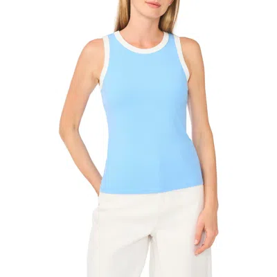 Halogen ® Contrast Trim Ribbed Tank In Blue