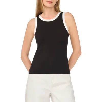 Halogen ® Contrast Trim Ribbed Tank In Black