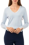 Halogen ® Contrast Trim Sweater In Blue Mist/antique White