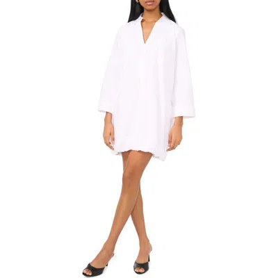 Halogen ® Cotton Bubble Hem Popover Shirtdress In White