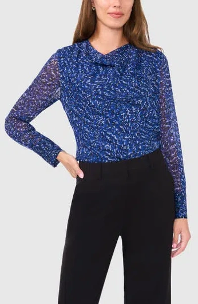 Halogen ® Cowl Neck Chiffon Top In Twilight Blue Print