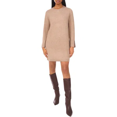 Halogen ® Crewneck Long Sleeve Dress In Brown