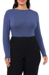 Halogen ® Crewneck Long Sleeve Knit Top In Vintage Indigo Blue