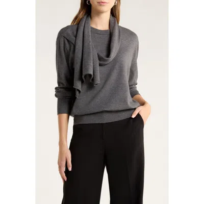 Halogen ® Crewneck Scarf Sweater In Gray