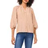 Halogen ® Crinkle Puff Sleeve Button-up Shirt In Brown