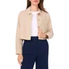 Halogen ® Crop Linen Blend Jacket In Oxford Beige