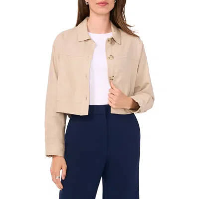 Halogen ® Crop Linen Blend Jacket In Oxford Beige