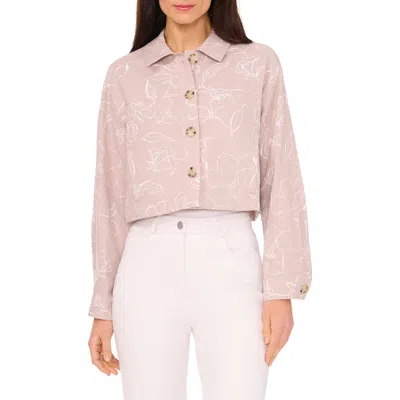 Halogen ® Crop Linen Blend Jacket In Pink