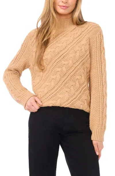 Halogen ® Diagonal Cable Mock Neck Sweater In Neutral