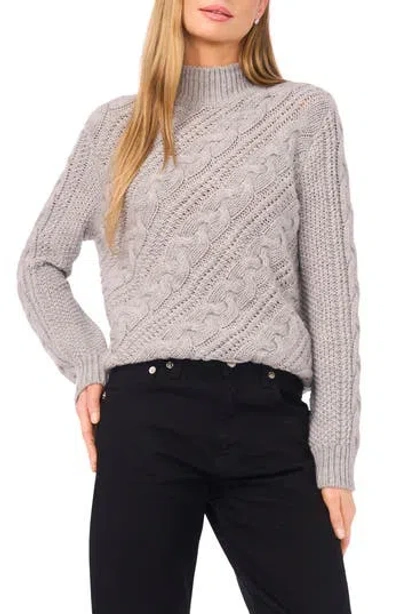 Halogen ® Diagonal Cable Mock Neck Sweater In Gray
