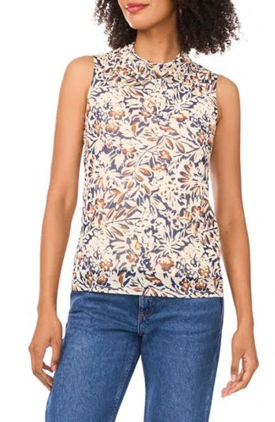 Halogen ® Ditsy Cowl Neck Sleeveless Mesh Top In Brown