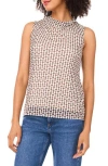 Halogen ® Ditsy Cowl Neck Sleeveless Mesh Top In Brown