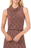 Halogen ® Ditsy Cowl Neck Sleeveless Mesh Top In Deep Mahogany Brown