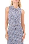 Halogen ® Ditsy Cowl Neck Sleeveless Mesh Top In Delft White