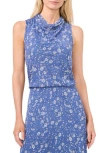 Halogen ® Ditsy Cowl Neck Sleeveless Mesh Top In Swift Seas Blue