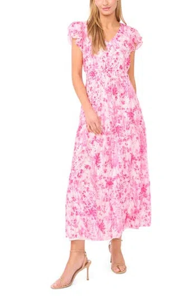 Halogen ® Double Ruffle Sleeve Midi Dress In Animal Print