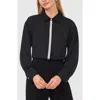 Halogen ® Embellished Placket Button-up Shirt In Rich Black