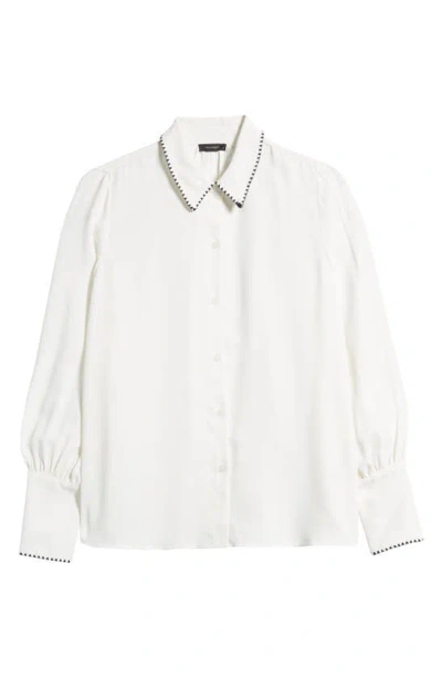 Halogen Embroidered Button-up Shirt In New Ivory