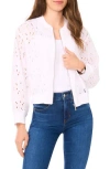 Halogen ® Embroidered Eyelet Cotton Bomber Jacket In White