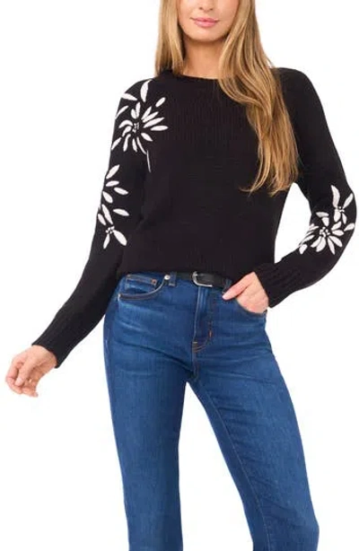 Halogen ® Embroidered Floral Sweater In Black
