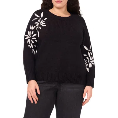 Halogen ® Embroidered Floral Sweater In Black