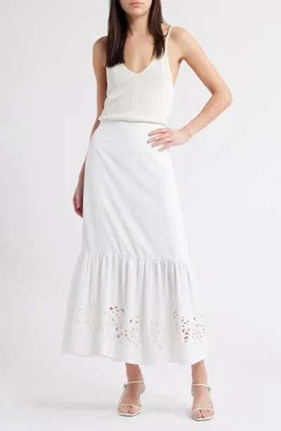 Halogen ® Eyelet Ruffle Midi Skirt In White