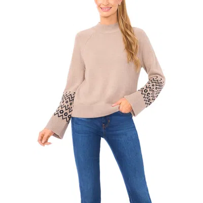 Halogen ® Fair Isle Accent Mock Neck Sweater In Brown