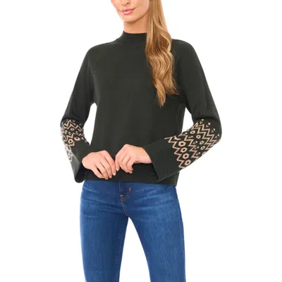 Halogen ® Fair Isle Accent Mock Neck Sweater In Green
