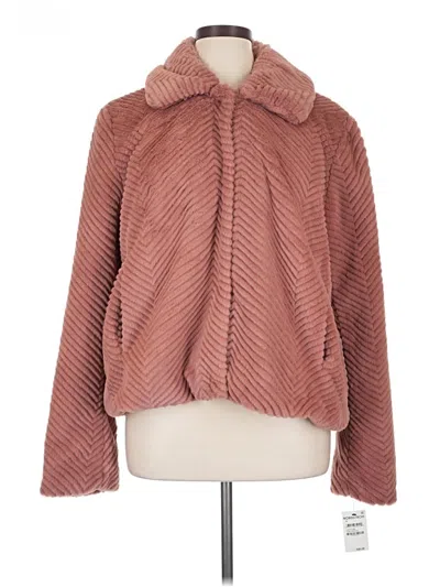 Pre-owned Halogen Faux Fur Jacket In Brown