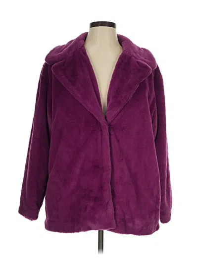 Pre-owned Halogen Faux Fur Jacket In Purple