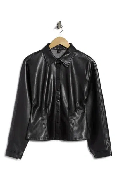 Halogen ® Faux Leather Long Sleeve Top In Rich Black
