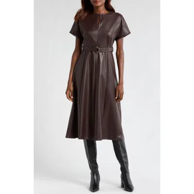 Halogen ® Faux Leather Midi Dress In Black Coffee