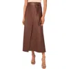 Halogen ® Faux Leather Side Tie Skirt In Brown