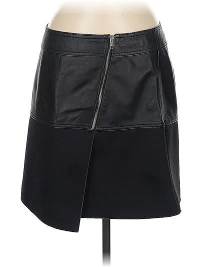 Pre-owned Halogen Faux Leather Skirt In Black