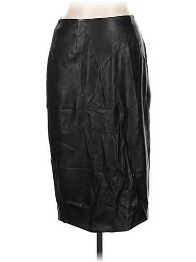 Pre-owned Halogen Faux Leather Skirt In Black