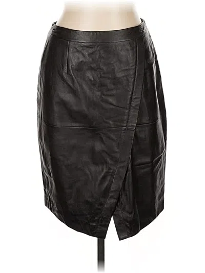 Pre-owned Halogen Faux Leather Skirt In Black