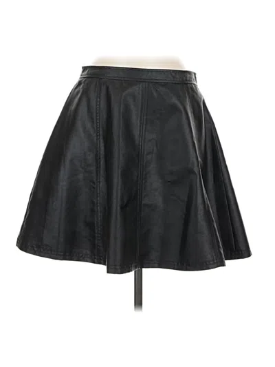 Pre-owned Halogen Faux Leather Skirt In Black