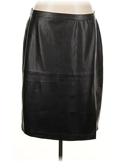 Pre-owned Halogen Faux Leather Skirt In Black