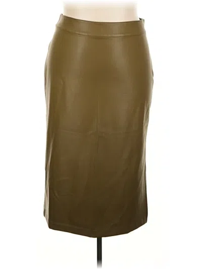 Pre-owned Halogen Faux Leather Skirt In Tan