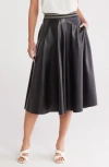 Halogen ® Faux Leather Wide Leg Culottes In Rich Black